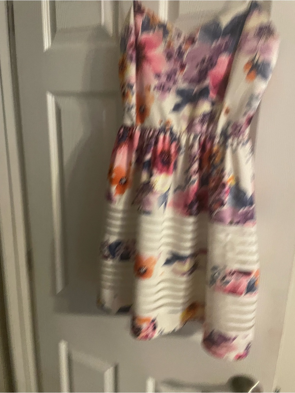 Floral Fit & Flare Kids Dress in Cream with Pink and Purple Blooms